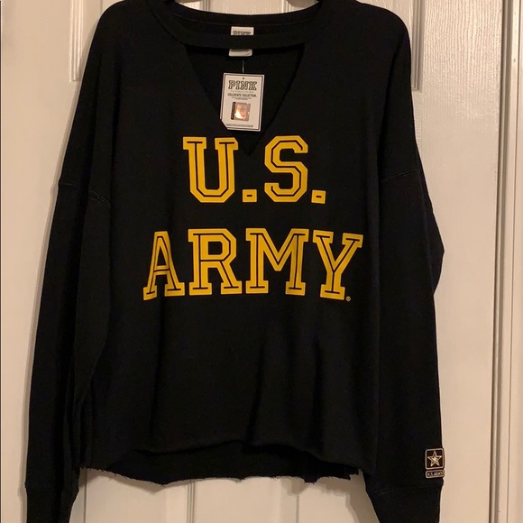 Victoria Secret Pink-cropped army sweatshirt - Picture 1 of 7